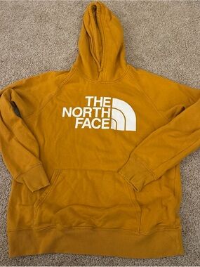 The North Face Mustard Hoodie with White Logo